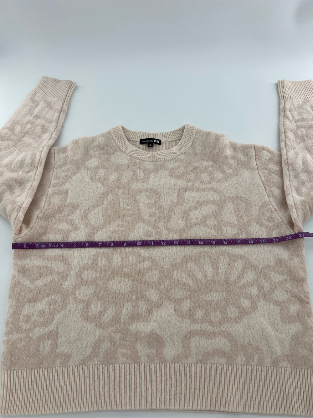 Marimekko Cream Tonal Floral Knit Crewneck neutral XL - Picture 4 of 8